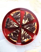 vista de arriba brownies cheesecake