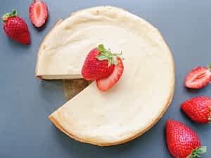 vista desde arriba de la tarta de queso