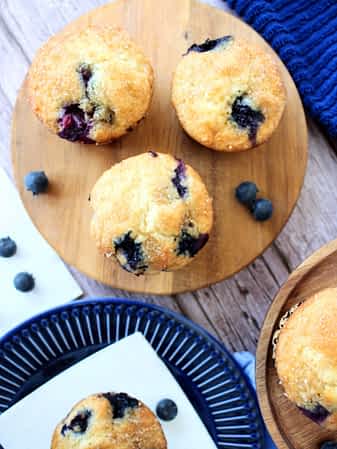 vista arriba muffins de arándanos