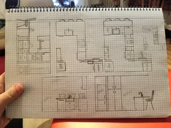 plan de cocina americana dibujado