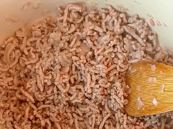 la carne molida hecha en la olla