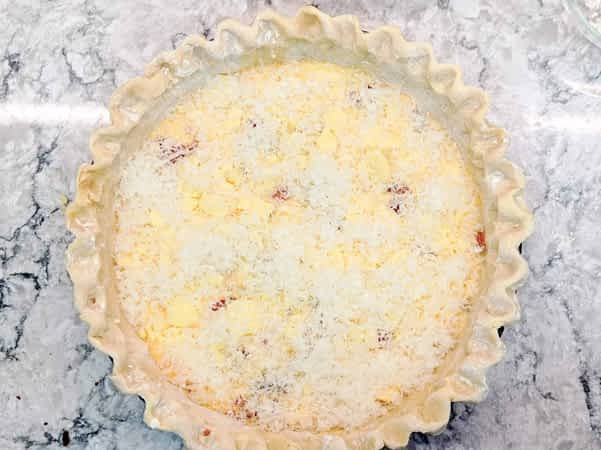 quiche crudo con capa de queso