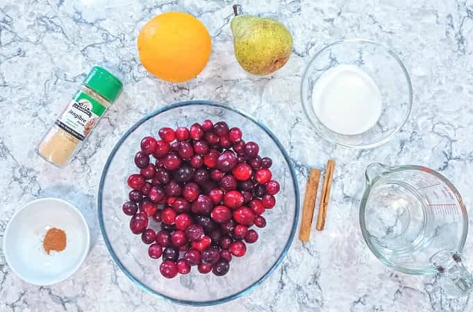 ingredientes para hacer salsa de arándanos rojos