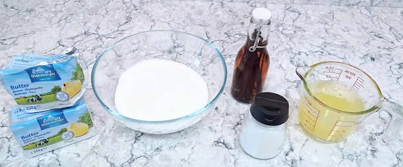 ingredientes para buttercream de merengue suizo