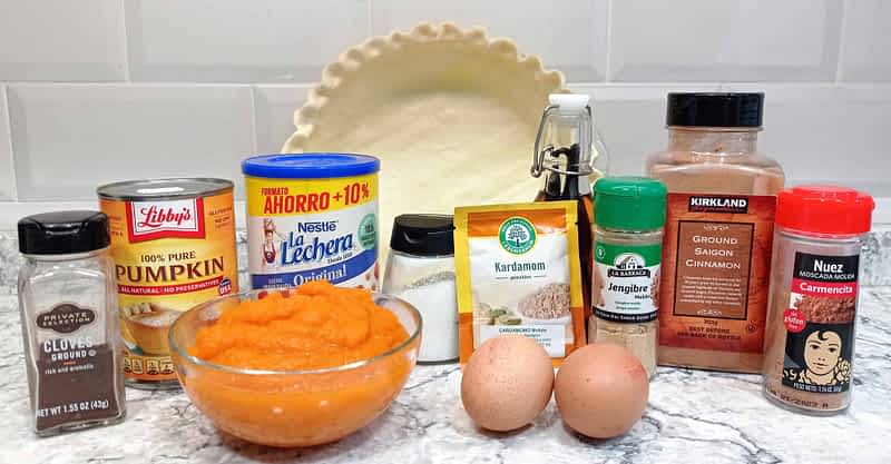 ingredientes para hacer un pay de calabaza