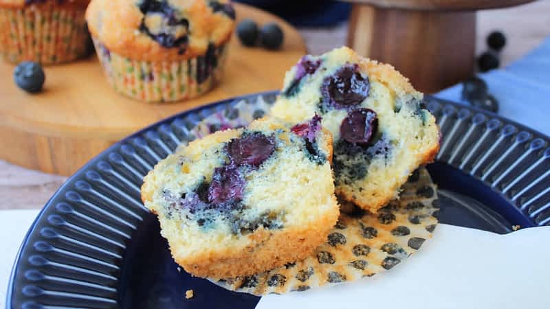vista interior de los mejores muffins de arándanos