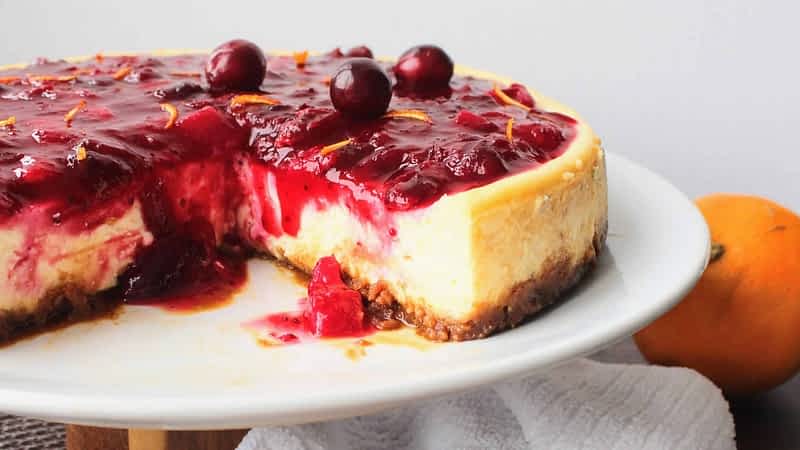 cheesecake de arándanos rojos y naranja
